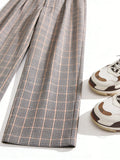 SLTNX 2026 Retro Chic Plaid Pants Women's Loose Pants Fashion Street Casual Pants Office Wear