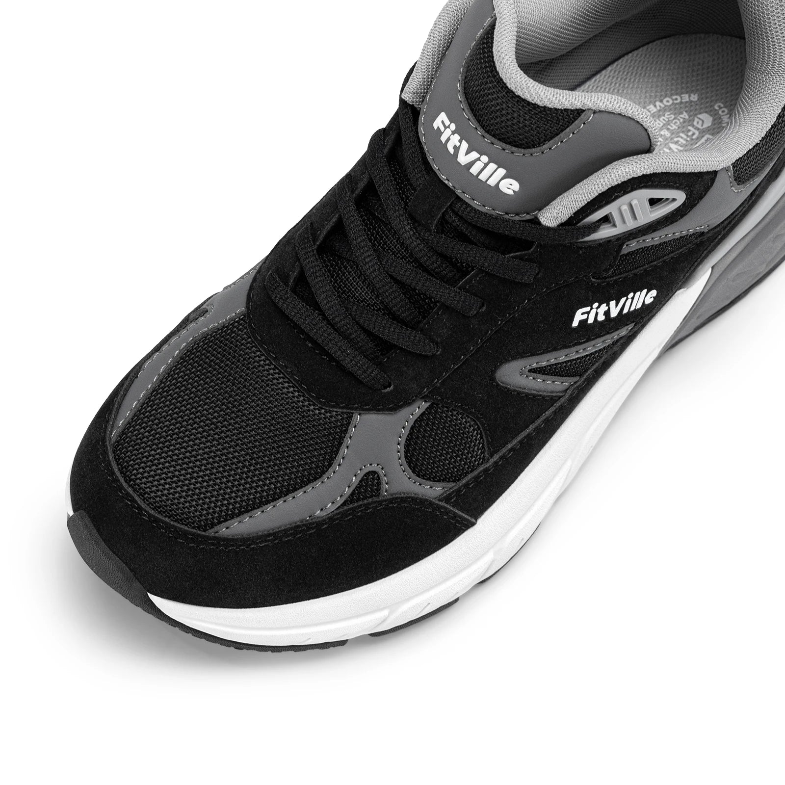 FitVille Newest Walking Shoes for Men Wide Width Sneakers with Arch Support for Flat Feet Heel Pain Relief Plantar Fasciitis
