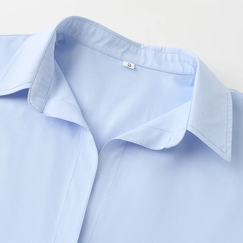HXAO 2025 Woman Blouses Long Stripe Shirts Women Spring Summer Long Sleeve Blue White Shirt Woman Large Tops Button Up Shirts