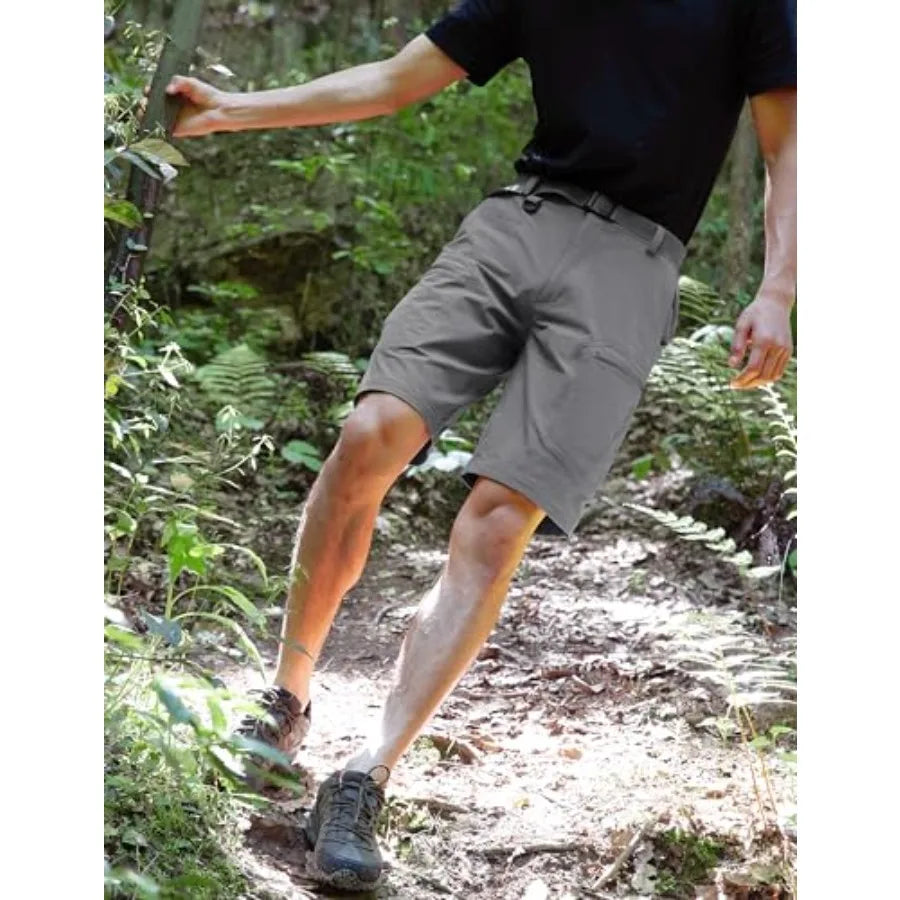 Mens Cargo Hiking Shorts Water Resistant Quick Dry Lightweight Breathable Tactical Shorts with Nylon Belt