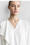 Amii 2026 Autumn Women Blouse Reversible V Neck Wrap Cowl Neck Long Sleeve Chiffon Blouses Woman Loose Casual Shirts 12643013
