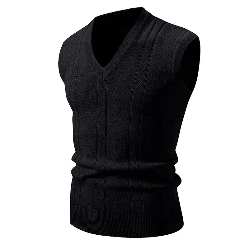 New Men's V-Neck Sleeveless Vest Classic Pullover Knitted Waistcoat Sweater Cardigans Tank Tops Outdoor Streetwear