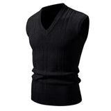 New Men's V-Neck Sleeveless Vest Classic Pullover Knitted Waistcoat Sweater Cardigans Tank Tops Outdoor Streetwear