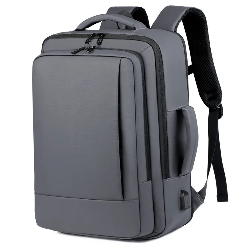 Expandable Men's Business Backpack with Multi-functional Layered Storage, Water-proof & Scratch-resistant Fabric, Separate Laptop Compartment, Convenient USB Charging Design, Perfect for Office Work, Short-distance Business T