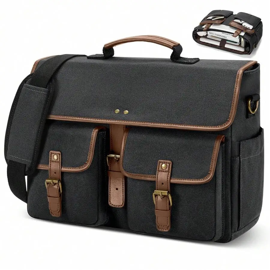 Messenger Bag Men Canvas 15.6 Inch Computer Laptop Bag Waterpfoof Satchel Bags For Men Work Office