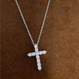 Cbtb S925 Sterling Silver 0.3-0.5 Carat Moissanite Cross Pendant Necklace for Unisex Gemstone Necklace Jewelry US Shipping