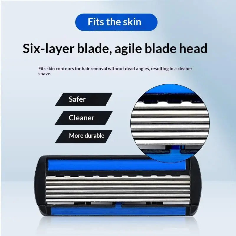 Safety Razor With 3/6/12/18/24/36Pcs 6 Layer Stainless Steel Shaving Cartridges For Men Women Hair Removal Shaving▪