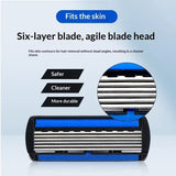 Safety Razor With 3/6/12/18/24/36Pcs 6 Layer Stainless Steel Shaving Cartridges For Men Women Hair Removal Shaving▪