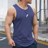 2025 Summer Men's tank top Casual Round Neck Mesh Undershirt Shirt Sports Fitness Tops Sleeveless Vest Quick Dry training vest