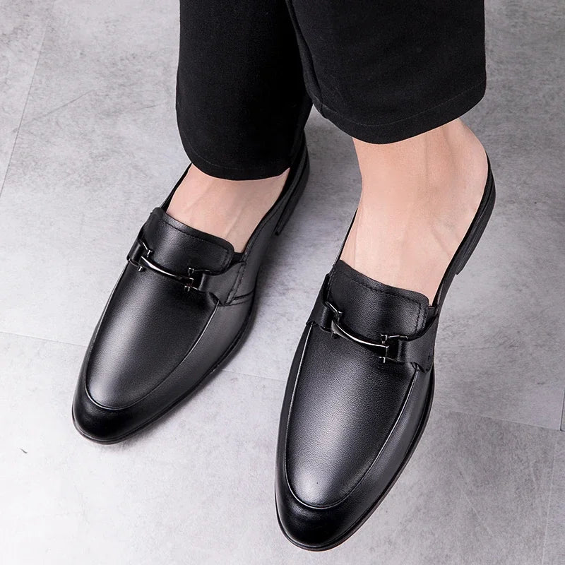 Genuine Leather Mules For Men Half Shoes Man Luxury Brand Designer Men's Luxury Casual Shoes Slip On Footwear Slippers Male