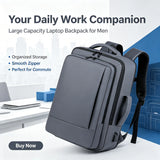 Expandable Men's Business Backpack with Multi-functional Layered Storage, Water-proof & Scratch-resistant Fabric, Separate Laptop Compartment, Convenient USB Charging Design, Perfect for Office Work, Short-distance Business T