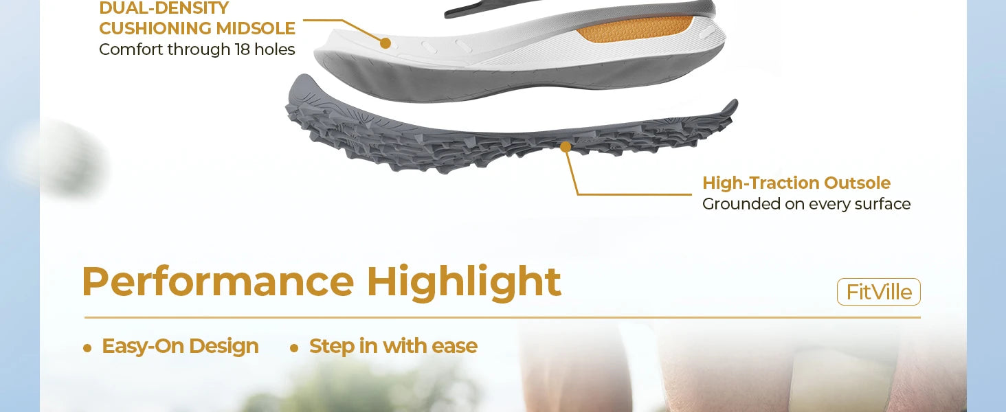 FitVille Men'S Wide Waterproof Spikeless Golf Shoes, High Traction Anti-Slip Sole, Shock Absorption Cushioning Arch Support Professional Golf Trainers, Roomy Toe Box For Wide & Fat Feet