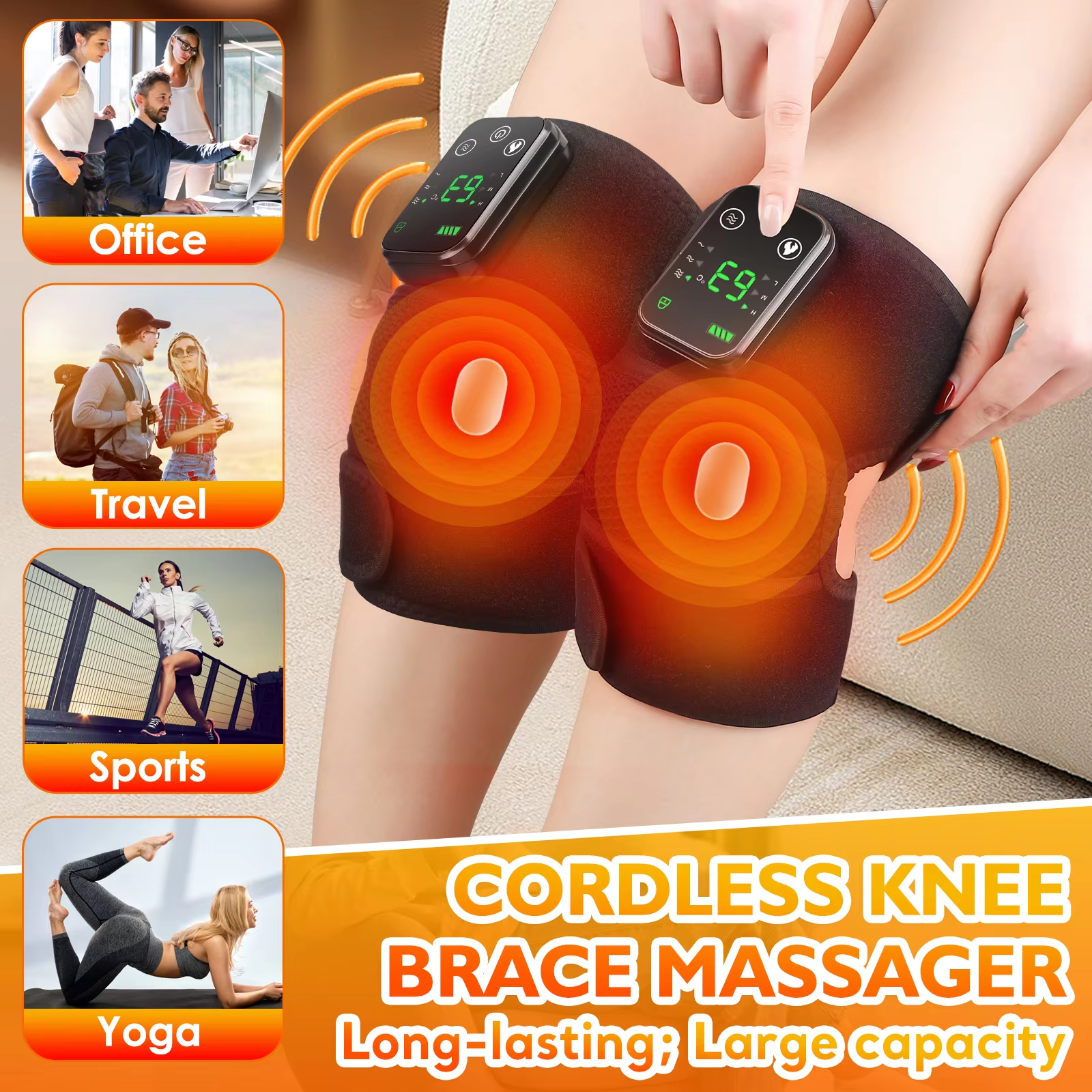 Thermal Knee Massager 3 in 1 Shoulder Knee Elbow Heating Massage Support Brace Rechargeable Vibration Pad Machine Muscle Relax
