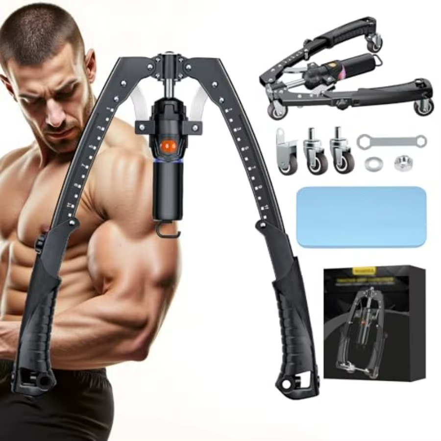 Twister Arm Trainer, 3 in 1 Hydraulic Power Chest Workout Equipment with Ab Roller Wheels and Hooks, Adjustable 22-440Lbs Arm Tr