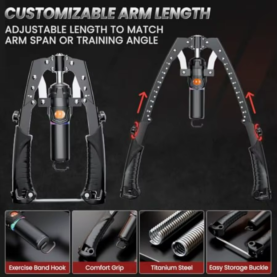 Twister Arm Trainer, 3 in 1 Hydraulic Power Chest Workout Equipment with Ab Roller Wheels and Hooks, Adjustable 22-440Lbs Arm Tr