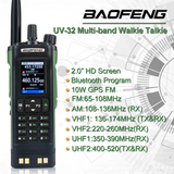 UV-32 GPS Walkies Talkie AM FM Long Range Bluetooth Programming 10W Wireless Copy Frequency 1000CH Two Way Radio