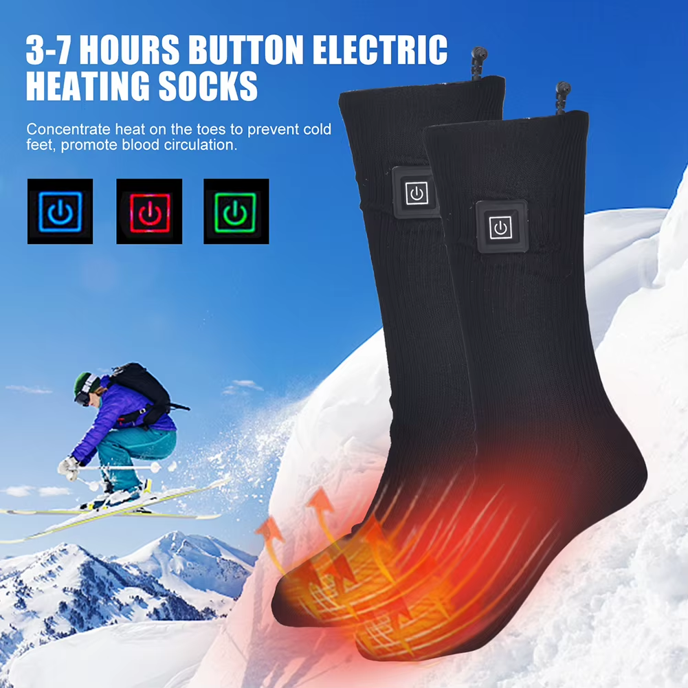 Winter Heated Socks anti Slip Battery Powered Electric Heated Socks Cold-Proof Heating Warm Long Socks for Outdoor Skiing Hiking