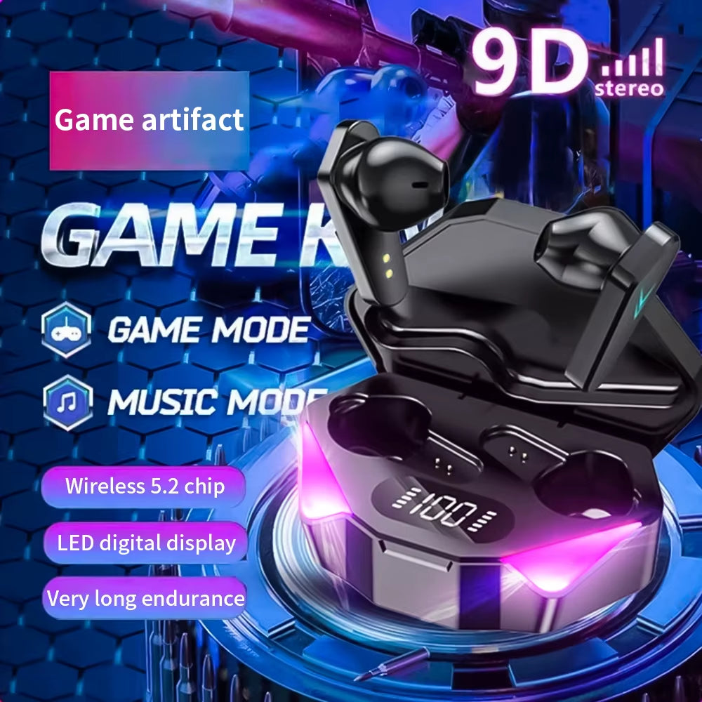 Wireless Bluetooth Headphones with LED Battery Display and Charger Case HIFI Sound Quality Music Game Sports Headphone