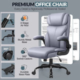 Ergonomic Leather Office Chair with Adjustable High Back and Flip-Up Armrests for Big and Tall Users, Customizable Lumbar Support