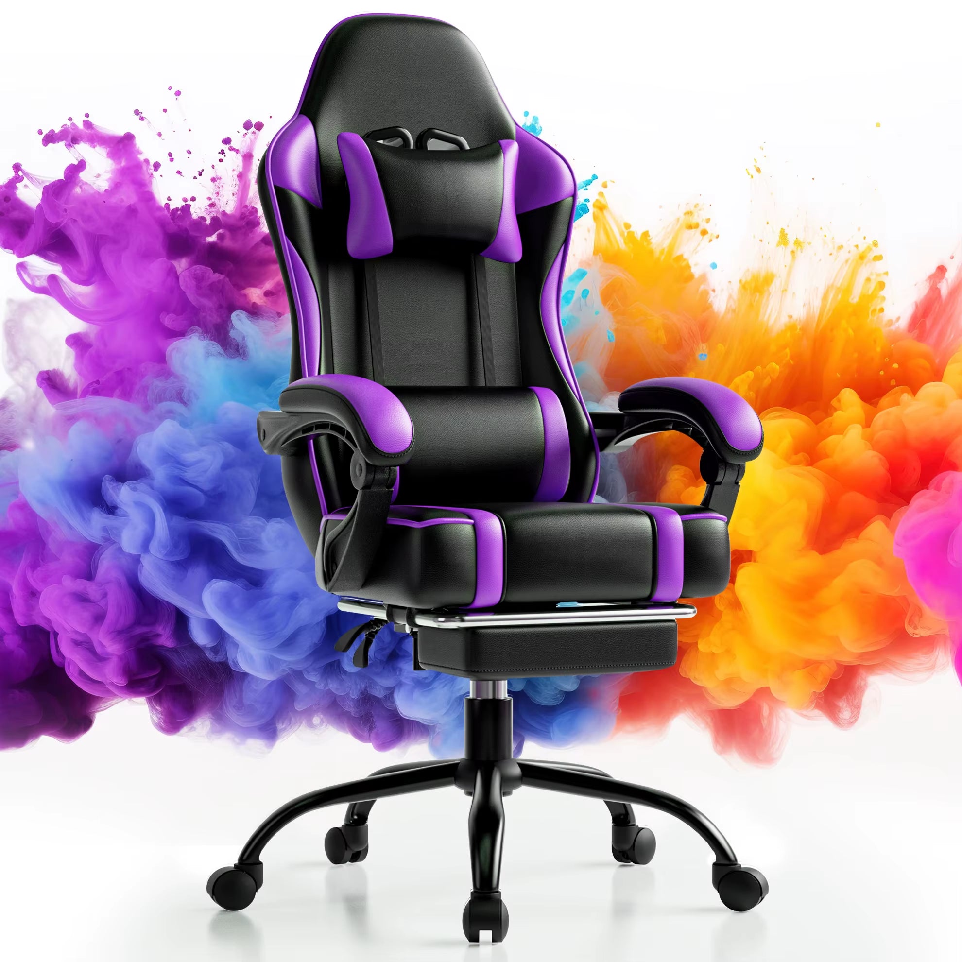Computer Gaming Chairs for Adults, Ergonomic Computer Chair Office Desk Chair with Wheels, Adjustable Lumbar Support Big and Tal