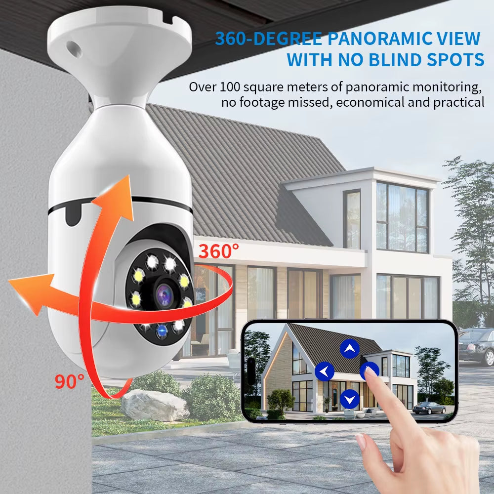 Wifi IP Camera Bulb Cam 1080P Wireless Baby Monitor AI Tracking Security Video Surveillance Pet Cam Indoor