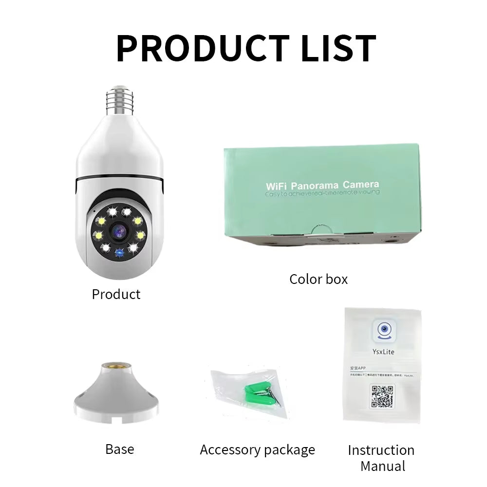 Wifi IP Camera Bulb Cam 1080P Wireless Baby Monitor AI Tracking Security Video Surveillance Pet Cam Indoor