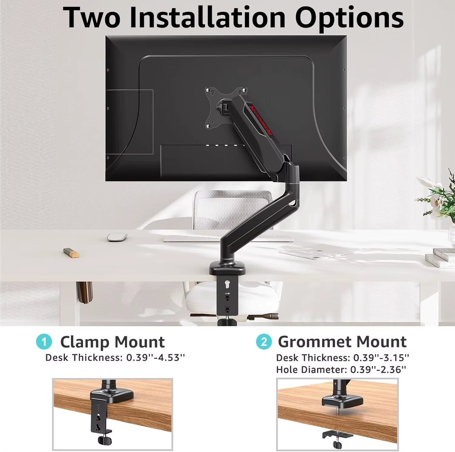 GMK914 Single Monitor Mount Stand Gas Spring Adjustable Arms with VESA 75/100Mm, 13-32 Inch Screen Compatibility