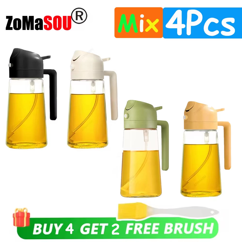 1-4Pc 2-In-1 Sprayer Pourer Oil Empty Bottle Plastic Oil Container Dispenser Vaporizer Kitchen Barbecue Camping Cooking Utensils