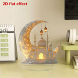 2D Acrylic Crescent Castle Ornament Ramadan Festival Decoration Eid Al-Fitr Mubarak Islamic Table Sign Home Party Events Decor