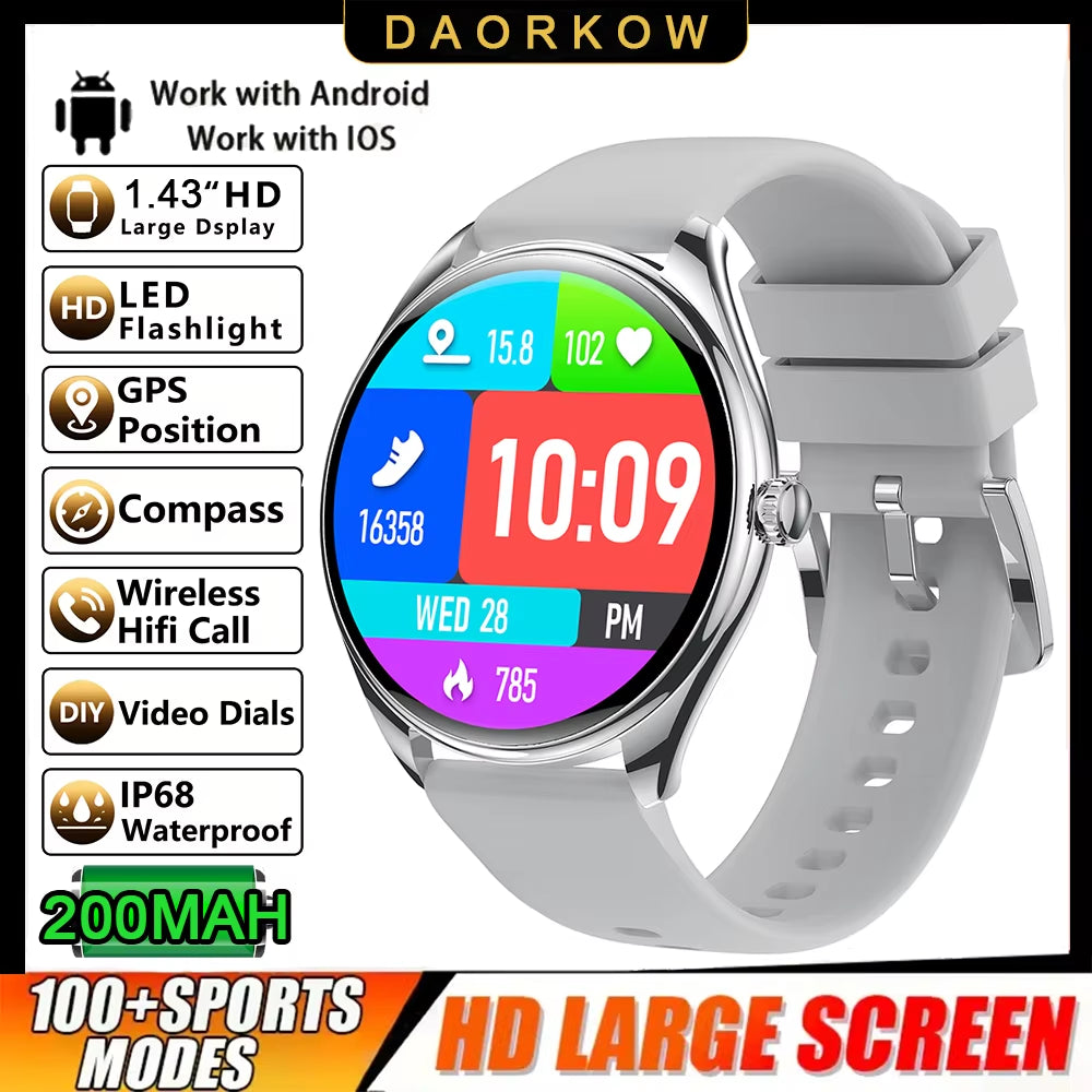 2025 New 1.43-Inch AMOLED 466*466 Screen Men and Women Bluetooth Call Sports Fitness Ultra-Thin Waterproof Smart Watch