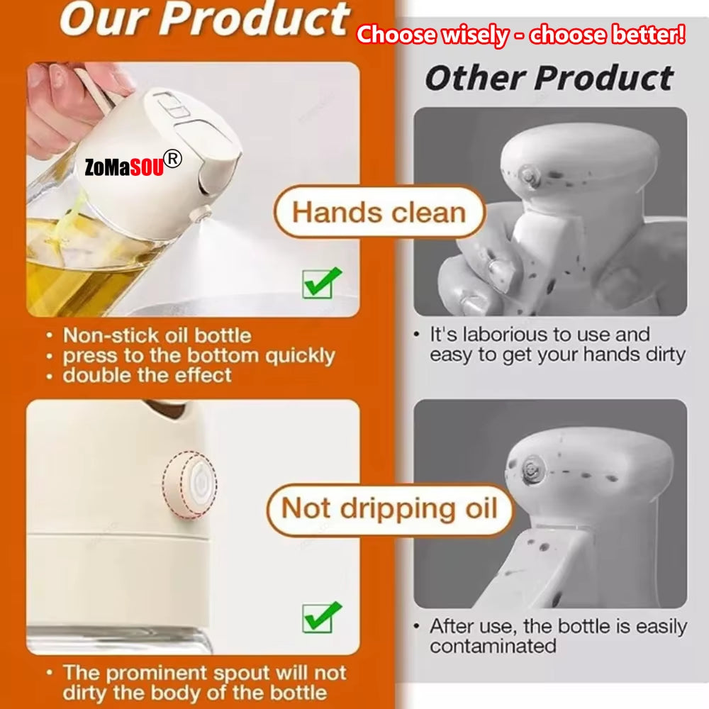 1-4Pc 2-In-1 Sprayer Pourer Oil Empty Bottle Plastic Oil Container Dispenser Vaporizer Kitchen Barbecue Camping Cooking Utensils