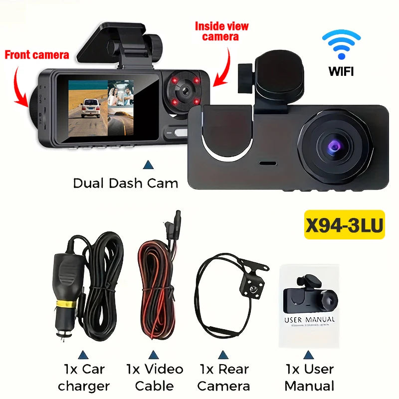 NEW 1080P HD WIFI 2/3Camera Dash Cam for Car Camera Video Recorder Car DVR Front Rear View Camera Night Vision Car Accessories