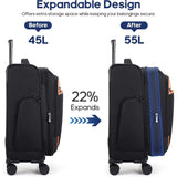 Expandable 22X14X9 Carry-On Luggage, 20 Inch Suitcase with Wheels & TSA Lock, Travel Bag Set with 4 Packing Cases for Men & Wome