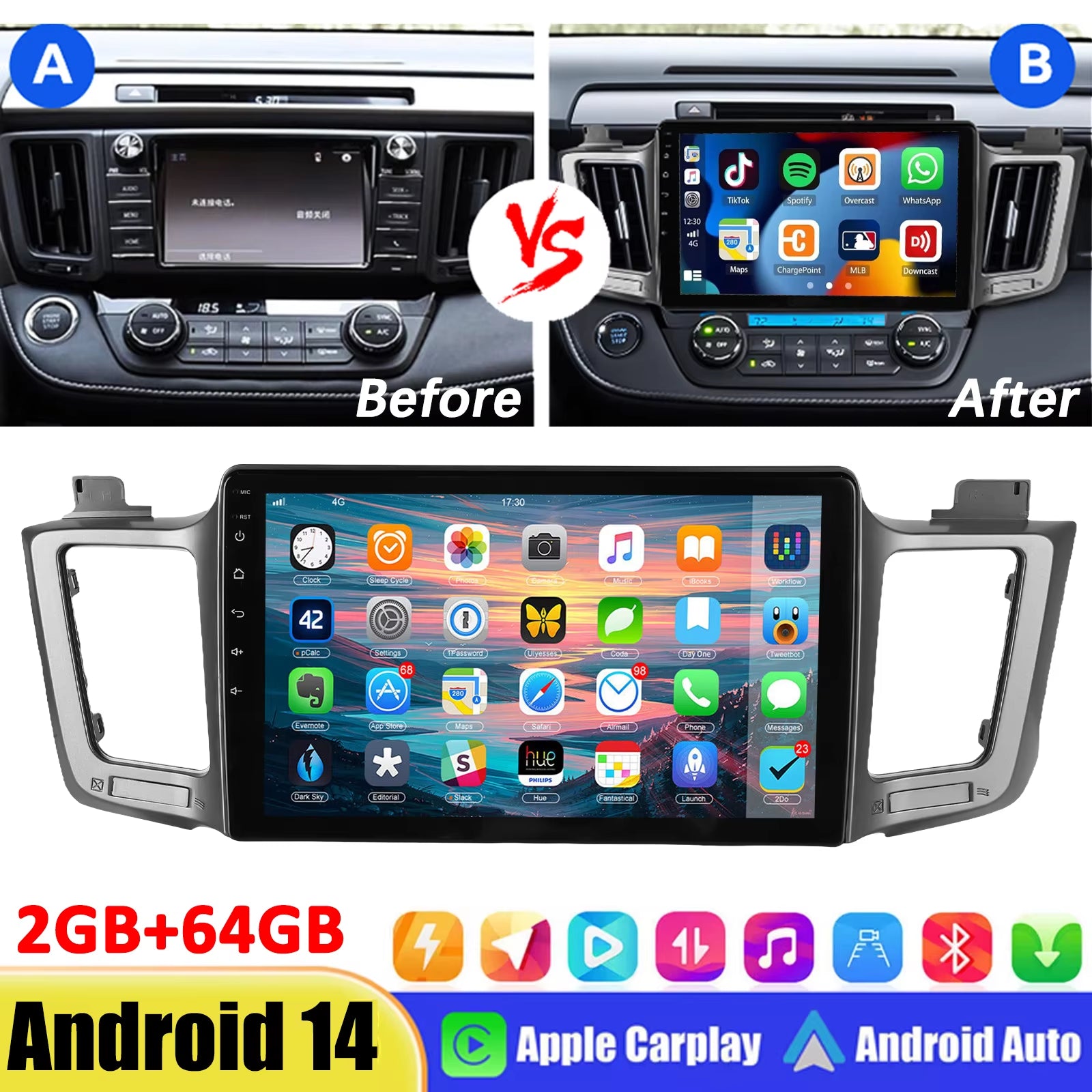 10.1" 2Din Android for Toyota RAV4 4 XA40 5 XA50 2012 - 2018 Car Radio Carplay Multimedia Video Player Navigation Stereo GPS JBL