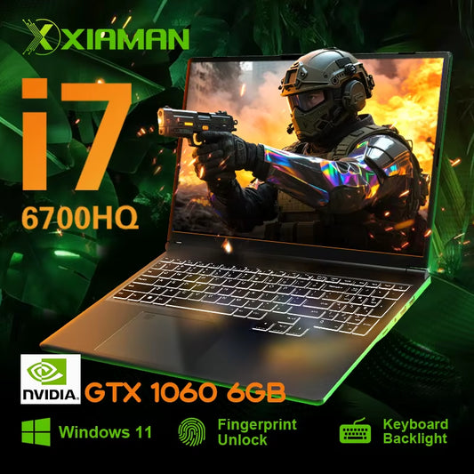 2025 Xiaman 16" Gaming Laptop  Core I7-6700Hq GTX 1060 IPS 1920*1200 Notebook Gamer 16GB DDR4 1TB SSD Windows 11 Laptop PC