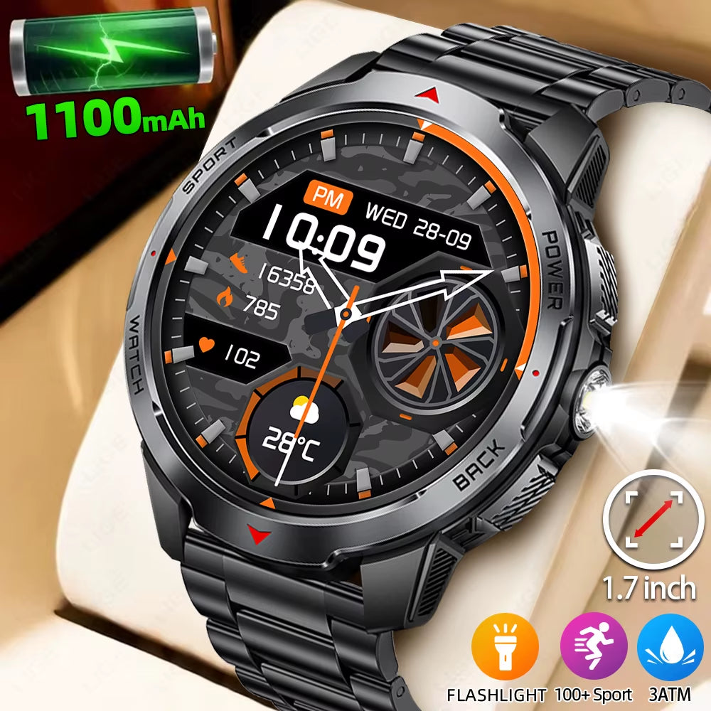 New Smart Watch Men 1100Mah Large Capacity Battery Compass Outdoor 3ATM Waterproof Sports Fitness Bluetooth Call Smartwatch