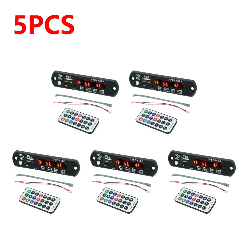 1-5PCS 5/12V MP3 Player Decoder Board USB TF FM Radio Bluetooth-Compatible 5.0 Wireless Music Player Module with Remote Control