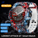 Rugged Sport Smart Watch ATTACK-GT Bluetooth Calls Colorful Waterproof Military Smartwatches with Flashlight for Phone