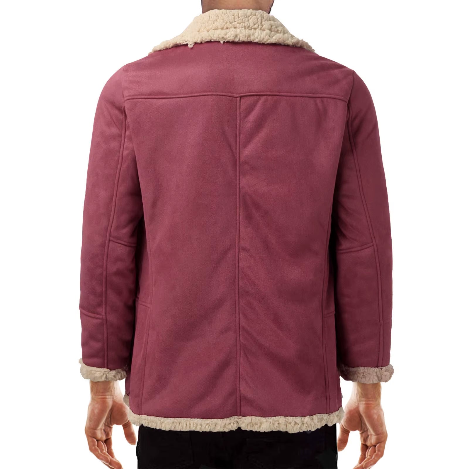 Men plus Size Winter Coat Lapel Long Sleeve Padded Leather Jacket Vintage Thicken Coat Sheepskin Winter Warm Fleece Jacket