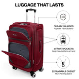 Softside Luggage Expandable 3 Piece Set Suitcase Upright Spinner Softshell Lightweight Luggage Travel Set 20Inch 24Inch 28Inch