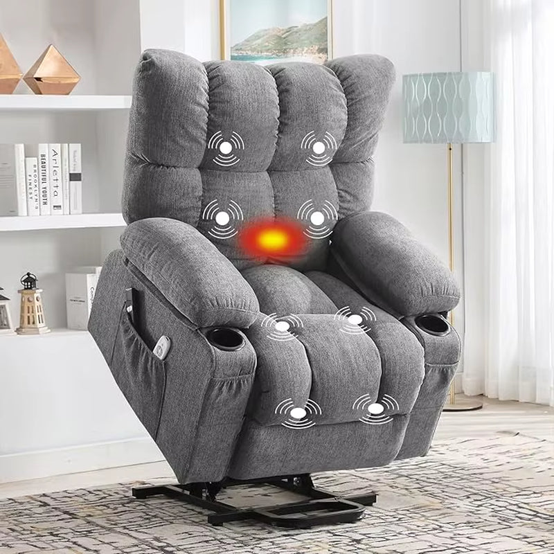 Power Lift Recliner Chair for Elderly with Vibration Massage and Lumbar Heating Electric Recliner Sofa with Cup Holde，Customized