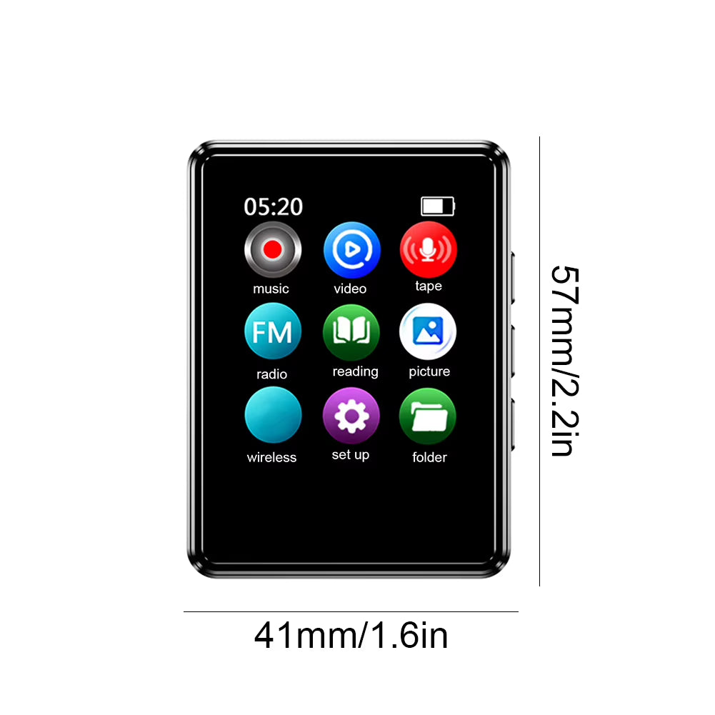 MP3/MP4 Digital Audio Player Compatible with Bluetooth Full Touchscreen Player Built in Speaker 128GB with E-Book Voice Recorder