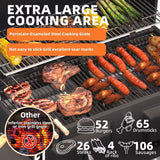 36 in Extra Large Charcoal Grill - 620 Sq.In Oversized BBQ Area with Thermometer & Individual Lifting Charcoal Trays, Storage C