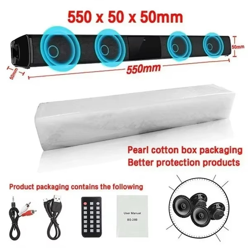 Bluetooth Speaker Column High Power Portable Speaker TV Soundbar for Computer Music Center Boom Box with TF AUX USB Radio