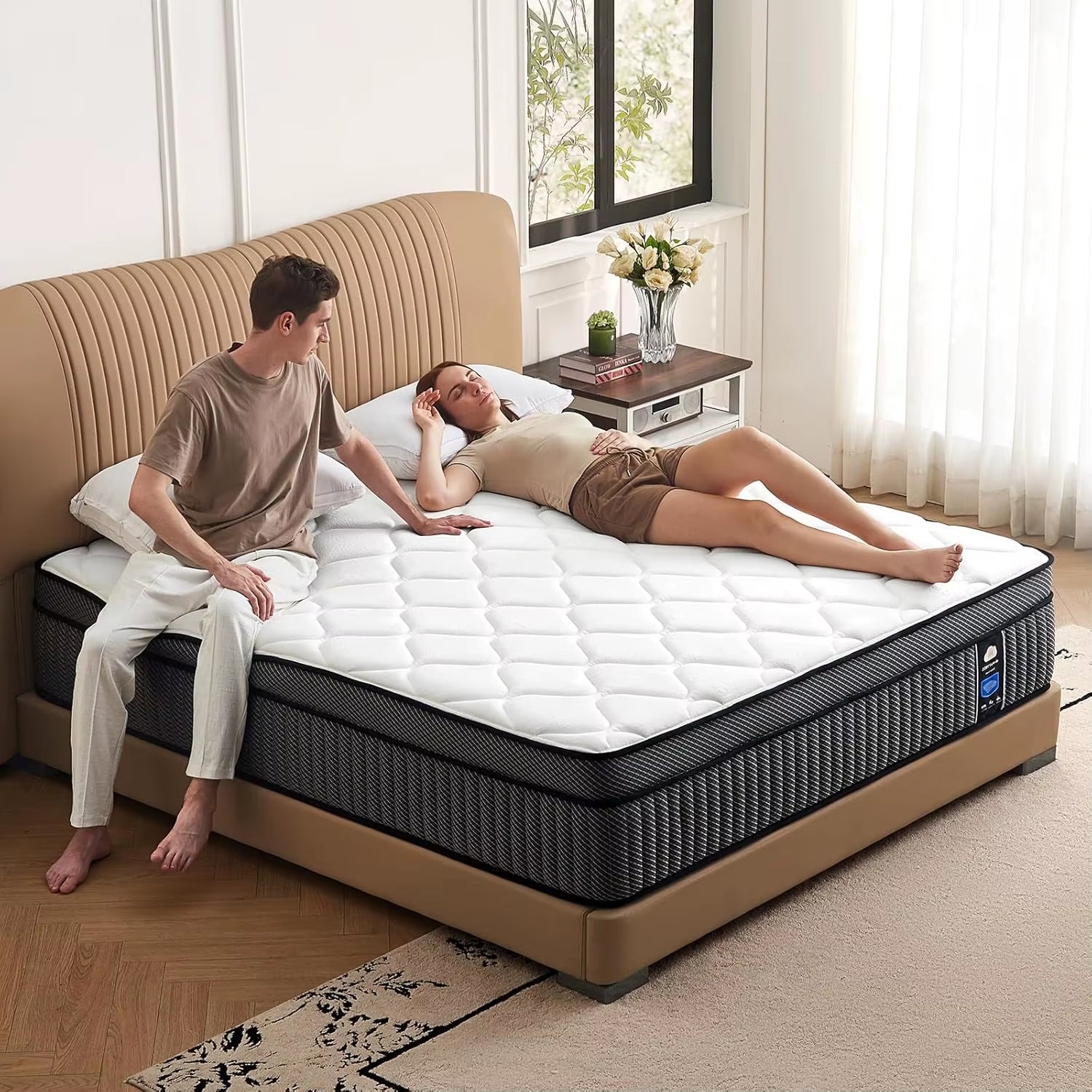 12-Inch Queen Hybrid Mattress with Memory Foam and Pocket Springs for Motion Isolation, Pressure Relief, Breathable and Durable