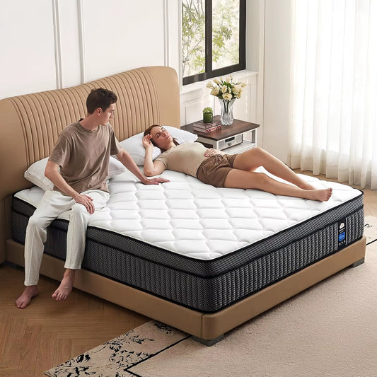 12-Inch Queen Hybrid Mattress with Memory Foam and Pocket Springs for Motion Isolation, Pressure Relief, Breathable and Durable