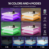 LED Coffee Table for Living Room, 2 Tier Modern Square Middle Center Table, Unique High Gloss Coffee Table with 16 Colors LED