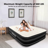 Queen Air Mattress with Built-In Pump, 18" Elevated Inflatable Bed for Guests, Camping, Home Use, Max 660Lb
