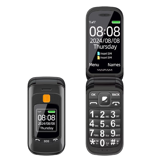Senior-Friendly Dual Display Mobile Phone with Dual SIM, Large Buttons, Speed Dial, Flashlight, FM Radio, and SOS Call Feature