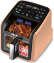 7 QT Air Fryer with Panoramic Window, Interior Light, 12 Presets & Dishwasher Safe Accessories in Peach